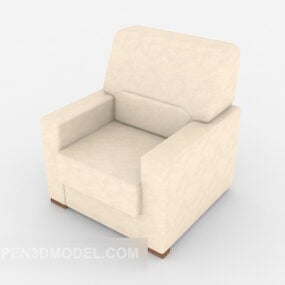 Beige Square Single Sofa V1 3d model