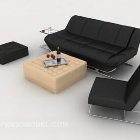 Set di divani neri semplici aziendali modello 3d