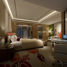 Warm Hotel Room Interior V1 3d model