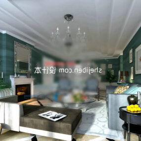 Living Room Green Wall Decor 3d model
