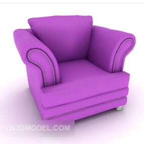 Prosty fioletowy projekt pojedynczej sofy Model 3D