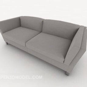 3д модель серого простого двуспального дивана-мебели