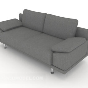 Simple Grey Double Sofa V1 3d model