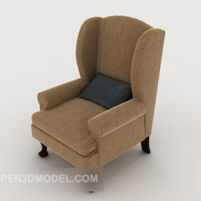 Europejska pojedyncza sofa z oparciem w kolorze brązowym Model 3D