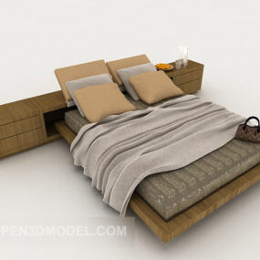 Modern Double Bed Full Set 3d model