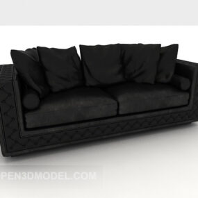 Black Leather Modern Simple Sofa 3d model