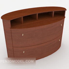 Gabinete de madera moderno con forma ovalada modelo 3d