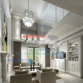 Living Room White Space Decoration Interior 3d model