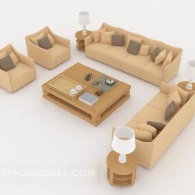 Set Sofa Furnitur Rumah Warna Kuning model 3d