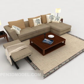 简约新中式沙发套3D模型