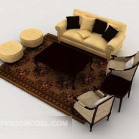 Simple Furniture European Sofa Full Sets 3d-modell