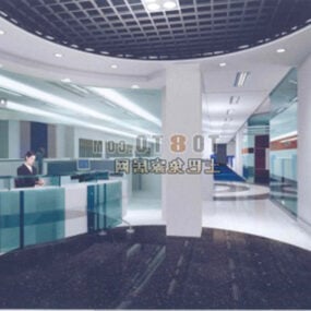 Інтер'єр вестибюлю торгового центру білого кольору 3d модель