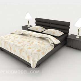 Modern Home Brown Double Bed 3d model
