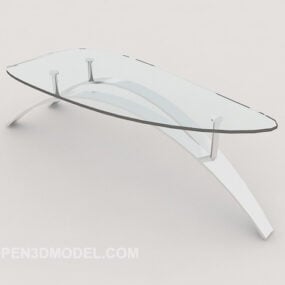 Mesa de centro de vidrio moderna modelo 3d de forma ovalada