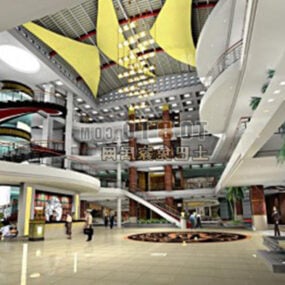 3д модель интерьера торгового центра, центрального зала