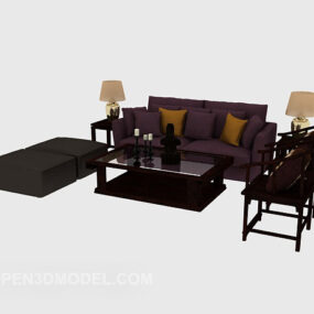 Mẫu sofa kết hợp phong cách Trung Quốc 3d