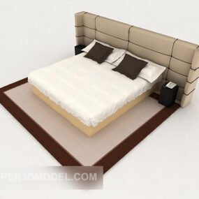 Simple Home Bed Brown Carpet 3d model