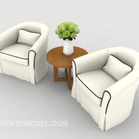 White Color Simple Single Sofa 3d model