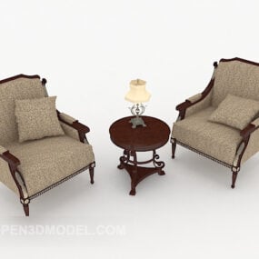 European Single Sofa Sets With Table 3d model
