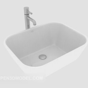 Simple Home Washbasin White Ceramic 3d model