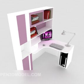 全体的なデスク、本棚家具3Dモデル