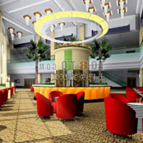Hotel Furniture With Ceiling Decoration Interior 3d model