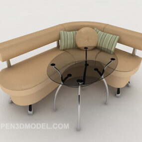 Modern Corner Sofa With Round Table 3d model