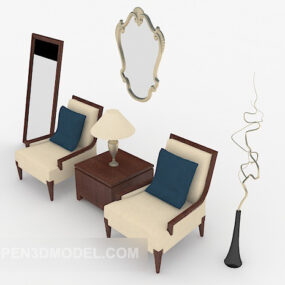 Canapé simple à la maison avec miroir de table modèle 3D