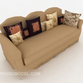 Home Brown Simple Multi-person Sofa 3d model