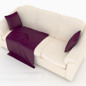 Home Multi-person Sofa White Leather 3d model