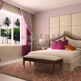 Model 3D sypialni w różowym odcieniu