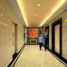 Hotel Corridor With Lighting 3d model