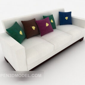 Sofa Kain Rumah Modern Dengan Bantal model 3d