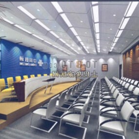 Spazio sala ufficio con reception e decorazione di illuminazione modello 3d