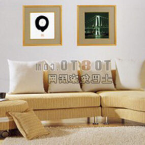 Moderne sofa med bildevegg 3d-modell