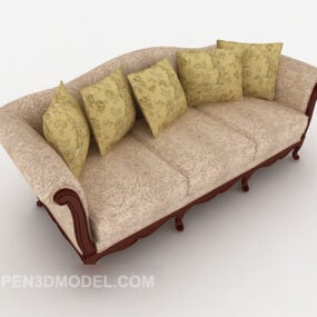 European-style Home Multi-person Sofa 3d model