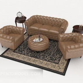 Neoklasický 3D model domácího sedacího nábytku v hnědé barvě