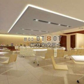 Restaurant With Lighting Decor 3d model