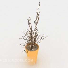 3д модель простого сухого дерева в декоративном горшке