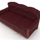 Red Leather Bench Sofa