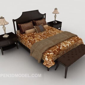 Neoklasický 3D model Vintage Double Bed