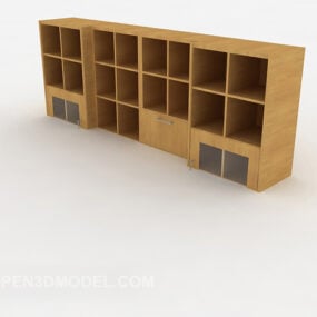 Knihovna z masivního dřeva 3D model knihovny