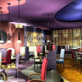 Restaurant Night Bar 3d model