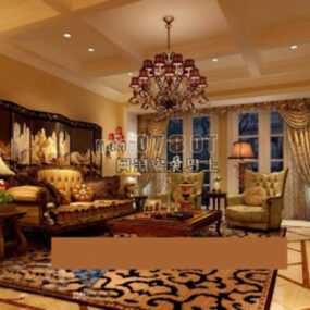European VIntage Living Room Interior 3d model