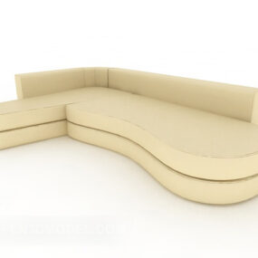 Simple Style White Curved Sofa 3d model