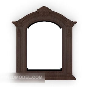 European Retro Mirror Wooden Frame 3d model