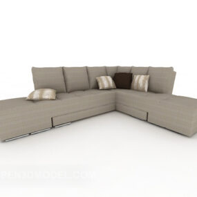 نموذج أريكة رمادية متعددة المقاعد بسيطة ثلاثية الأبعاد
