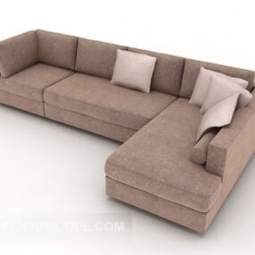 Rumah Sederhana Sofa Sudut Kain Coklat Model 3d