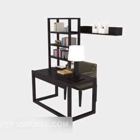 Bureau à domicile avec étagère modèle 3D