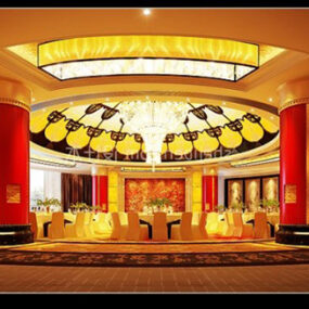 酒店餐厅温馨灯光3d模型